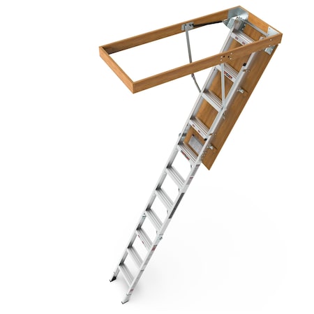 Wrightmaster 7 ft. 8 in. to 10 ft. 3 in., 22.5 in. x 54 in. Insulated Aluminum Attic Ladder 350 lb. Load Capacity ZR-160488