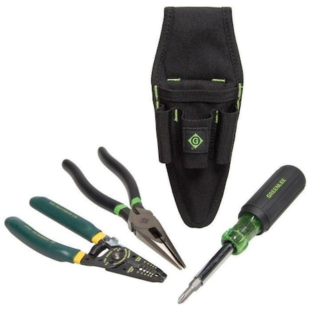 Greenlee Electricians Basic Tool Kit, Polyester Pouch Tool Storage, 4 pc 0159-28