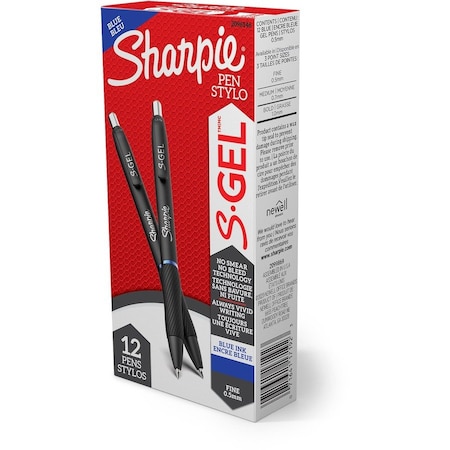 Sharpie S-Gel Pen, Fine 0.5mm, Blue, PK12 2096146