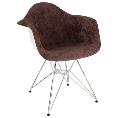 Leisuremod Willow Velvet Eiffel Metal Base Accent Chair, Coffee Brown WM24VBR