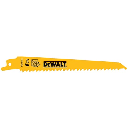 Dewalt 6" 6 TPI Taper Back Bi-Metal Reciprocating Blade for General Purpose Wood Cutting, 5PK DW4802