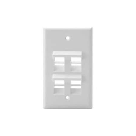 Leviton 4-Port Angled Wallplate Unload, 1-Gang Use W/Snap-In Modules 41081-4WP
