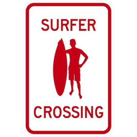Lyle Surfer Crossing (W/Graphic), 12x18, Non-Reflective, White G-4642-NA_12x18