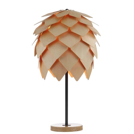 Jonathan Y Simon 20.5" Pinecone Wood/Metal LED Table Lamp, Natural/Black JYL6123A