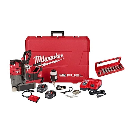 Milwaukee Tool M18 FUEL Mag Drill Kit + 8PC Cutter Kit 2788-22HD, 49-22-8440