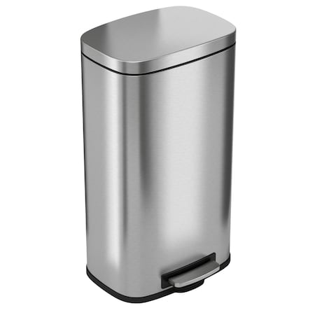 Hls Commercial 8 Gallon Step Trash Can, Stainless Steel, Plastic Liner HLSS08R