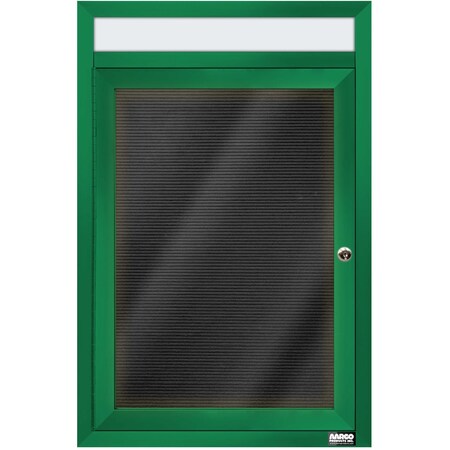 Aarco Illuminated Enclosed Letter Board Directory w/ Powder Coated Green Al Frame and Header, 24''Hx18''W ADC2418HIG