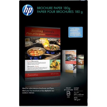 Hp Inkjet Brochure Paper, 98 Bright, 48 lb Bond Weight, 11 x 17, White, PK150 CG932A