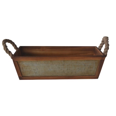 Cheungs Galvanized Front Tapered Wooden Storage Container with Side Rope Handle 4618