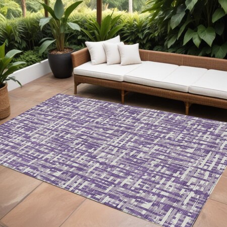 Homeroots 9' X 12' Purple And Lavender Abstract Washable Indoor Outdoor Area Rug 602513
