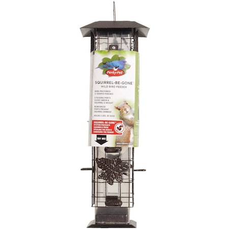 Perky-Pet Squirrel-Be-Gone Bronze Metal Leaf 2 Lb. Capacity Tube Bird Feeder 336