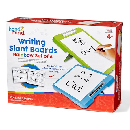 Hand2Mind Writing Slant Boards, Rainbow, 6 Colors Per Set 97477