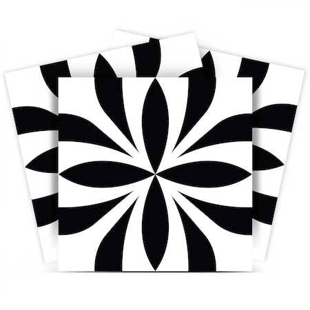 Homeroots 5" X 5" Black and White Colla Peel and Stick Removable Tiles 399926