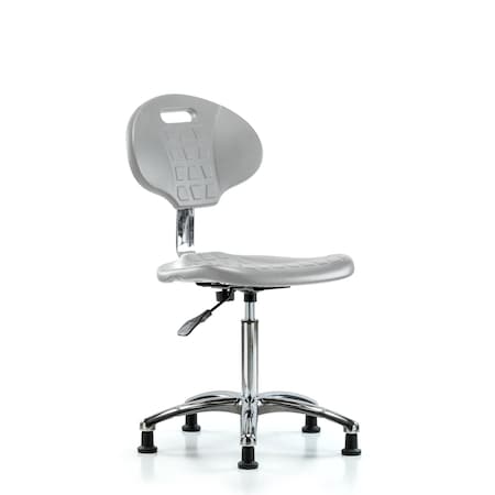 Blue Ridge Ergonomics Class 10  Poly Clean Room Chair-Medium Bench Height with Stationary Glides in Gray Poly CLR-TPMBCH-CR-A0-NF-RG-GRY
