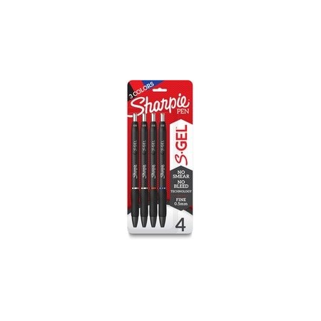 Sharpie S-Gel Pens, 0.5 mm Pen Point, Blue, Black, Red Ink, Gel-based, Black Barrel, 6PK 2116199