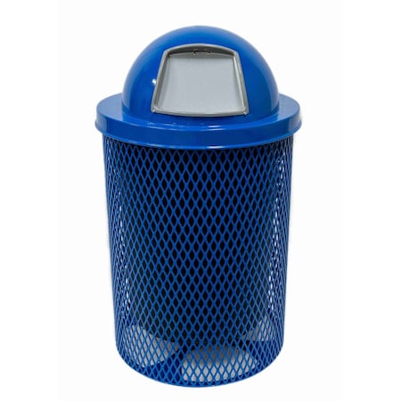 Mytcoat Trash Receptacle, Dome Lid, Liner, 32 Gal, Light Blue, Expanded Metal, Industry Standard Coating 804355