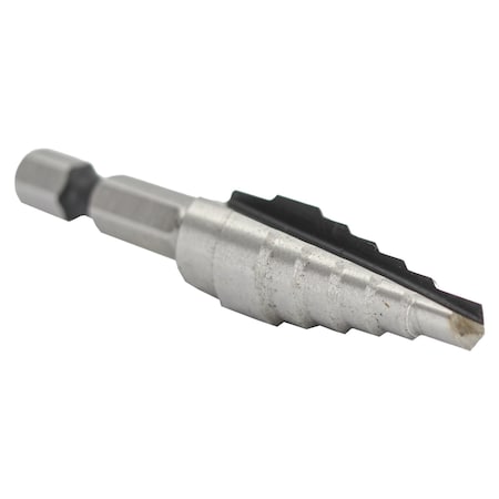 Drill America No 2 HSS Quick Change Hex Shank Step Drill Bit (3/16" - 1/2" by 1/16") VAC2HEX