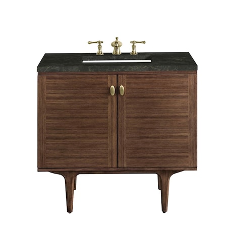 James Martin Vanities Amberly 36" Single Vanity, Mid-Century Walnut, w/ 3 CM Phantome Eclos Top 670-V36-WLT-3PHT