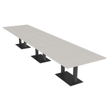 Skutchi Designs Rectangle Conference Table With Power Unit, 48 in W, 192 in L, Ivory HAR-REC-48X192-DOU.BK-K458-NA