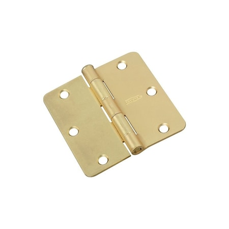 National Hardware Door Hinge, 3-1/2 in H Frame Leaf, Cold Rolled Steel, Satin Brass, Non-Rising, Removable Pin N830-333