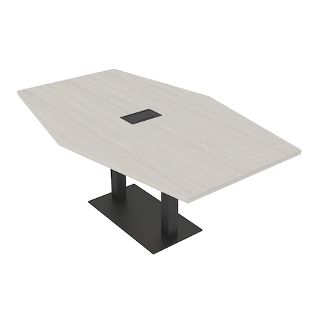 Skutchi Designs Hexagon Conference Table With Power Unit, 48 in W, 84 in L, Ivory HAR-HEX.IR-48X84-DOU.BK-K458-EBLK