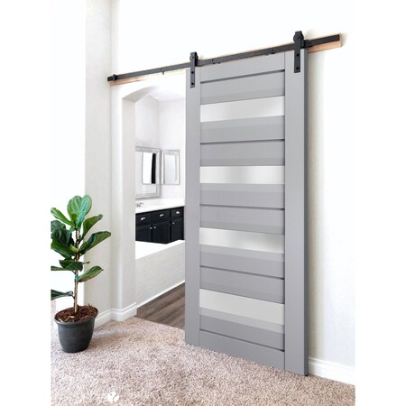 Sartodoors Sturdy Barn Door Grey Solid Core Modern Interior VEREGIO7455BD-B-GRE-18