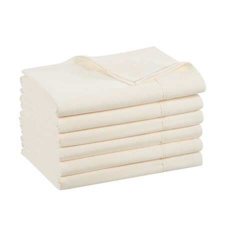 Arkwright Home Microfiber Flat Sheets King Ivory w/ Green Hem - Case of 24, 24PK MFS-108110-IV