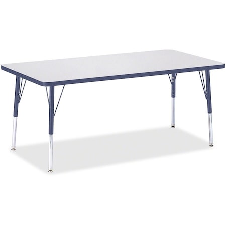 Jonti-Craft Berries Rectangle Activity Table, 30 in. x 60 in., E-height, Freckled Gray/Navy/Gray 6408JCE112