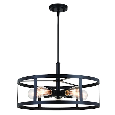 Vaxcel Akron 5L Oil Rubbed Bronze Drum Cage Farmhouse Pendant Light P0376