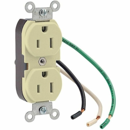 Leviton Commercial Grade Duplex Receptacle, 15 Amp, 125 Volt 5040-I