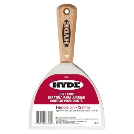 Hyde Flexible Joint Knife Hardwood Handle - 5" Wide. Used to Spread Compounds. 7760