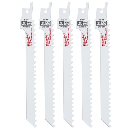 Milwaukee Tool 6" 4/6 TPI SAWZALL Blades (5 Pk) 48-00-5041