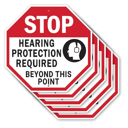 Signmission Stop Hearing Protection Required Be, 10 inch X 10 inch, Aluminum Metal Signs, 5PK OC-A-5Pack-10-123