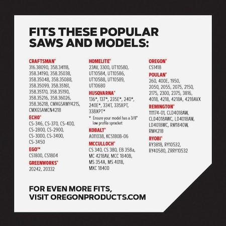 Oregon Chainsaw Chains 2-Pack for 18'' Bar, 62 Drive Links, fits Husqvarna Echo Poulan Craftsman Echo & more S62T