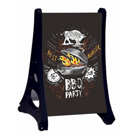 Aarco 26.5 in W, 42 in H, Plastic, Black Markerboard/Black Frame RAF-5