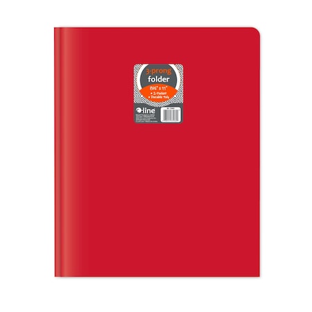 C-Line Products 8-1/2" x 11" Red Two-Pocket Heavyweight Poly Portfolio Folder with Prongs, 25EA/BX, 6BX/CT 33964-BX