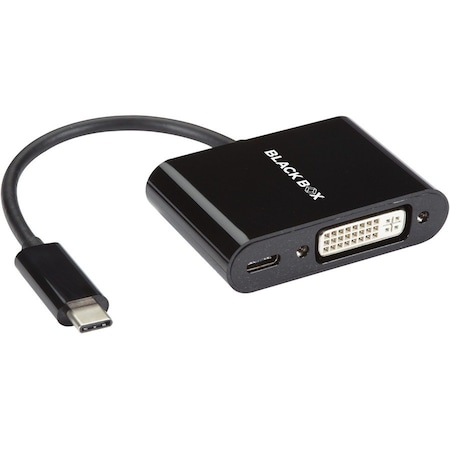 Black Box BLACK BOX USB-C Adapter, USB-C To Dvi Adapter With Power Delivery, 1080p At 60hz, 60w 20v Cable VA-USBC31-DVIC