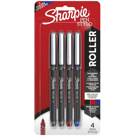 Sharpie RollerBall Pen, Needle Point (0.5mm) Precision Pen, Assorted Colors, 4PK 2093224