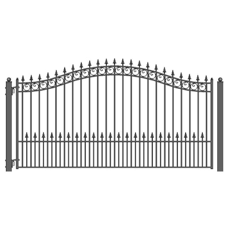 Tepee Supplies 12 ft. Prague Style Iron Single Swing Driveway Gate TE3287358