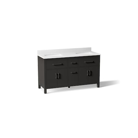 Kohler Kresla 60" bathroom vanity cabinet with sinks and quartz top 40641-BD1-BWK
