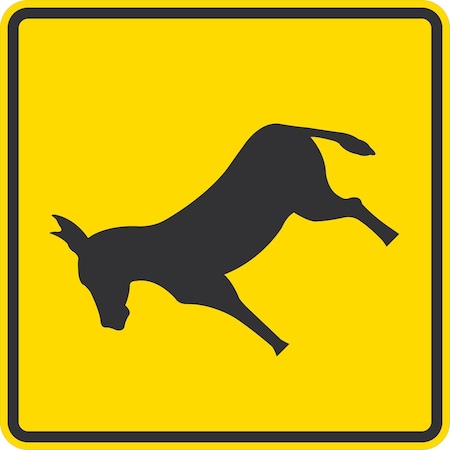 Lyle Donkey Crossing Symbol, 30x30, Diamond Grade, Yellow G-14918-DG_30x30
