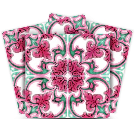Homeroots 5" X 5" Rosa Pink Lea Removable Peel and Stick Tiles 400231