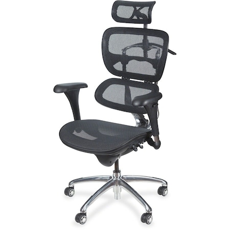 Mooreco Mesh Task Chair, 18" to 21", Adjustable Arms, Black 34729
