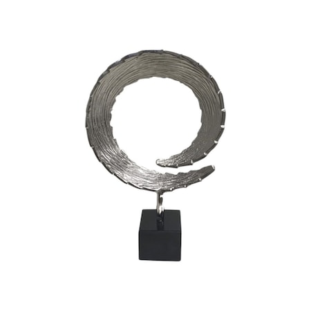 Homeroots 16" Black and Silver Marble and Aluminum Tabletop Sculpture 354696