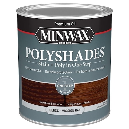 Minwax 614850444 Waterbased Polyurethane Stain, Gloss, Liquid, Mission Oak, 1 qt, Can 614850