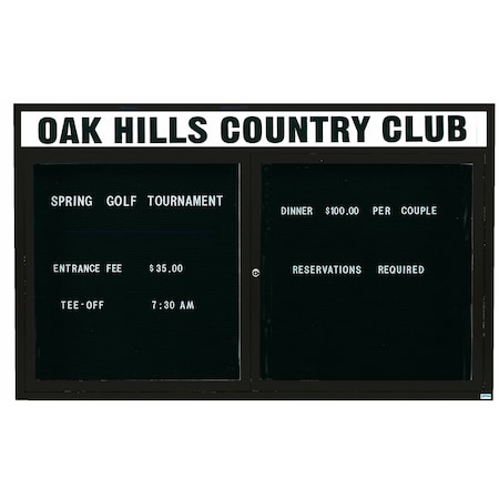 Aarco Enclosed Letter Board Directory w/ Bronze Anodized Aluminum Frame and Header, 48''Hx72''W, 2 Doors ADC4872HBA