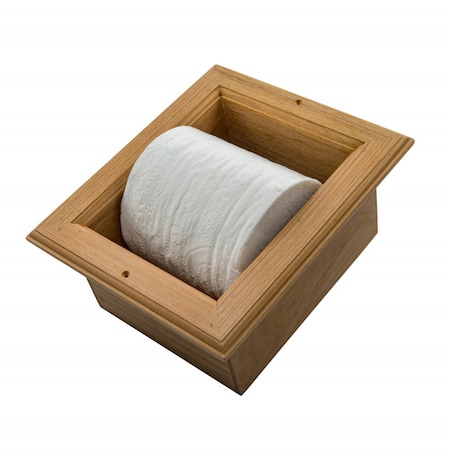 Homeroots Traditional Solid Teak Recessed Wall Mount Toilet Paper Holder 475867