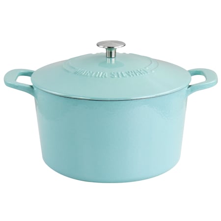 Martha Stewart Enameled Cast Iron 7 Quart Dutch Oven with Lid in Turquoise 130030.02