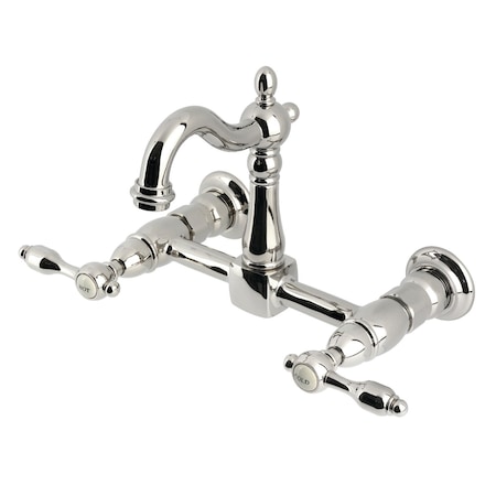 Kingston Brass Two-Handle Wall Mount Bridge Kitchen Faucet, Polished Nickel KS2446TAL
