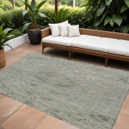 Homeroots 10' X 14' Sage And Beige Floral Washable Indoor Outdoor Area Rug 604251